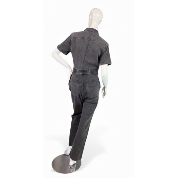 Wildfang The Essential Denim High Waisted Coverall Short Sleeve Dark Gray $178 S - Picture 5 of 11